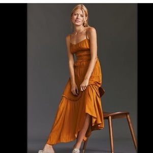 Anthropologie Mustard Midi Dress